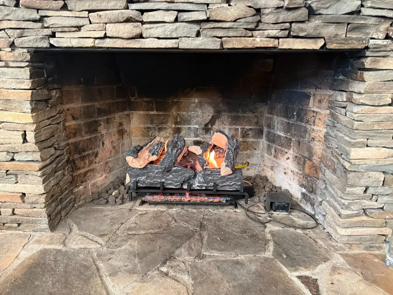 Gas fireplace tune-up in Greenwich, after
